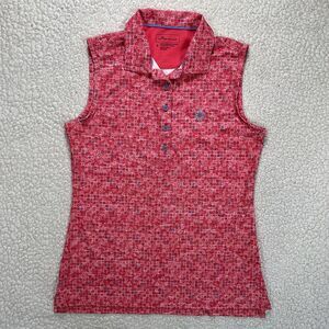 Peter Millar Sleeveless Golf Polo Shirt‎ Women’s Small Pink Geo Print Athliesure
